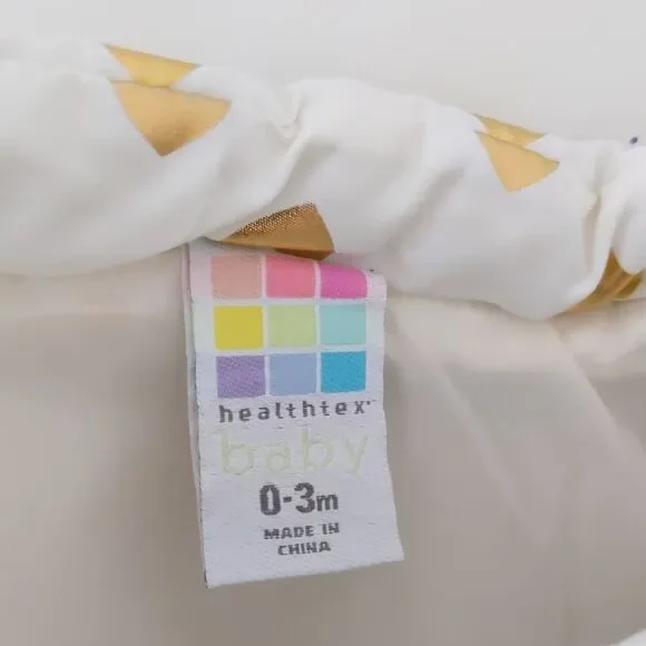 Kids Baby Healthtex White Puffer Vest with Gold Hearts Size 0-3 months - Picture 3 of 4